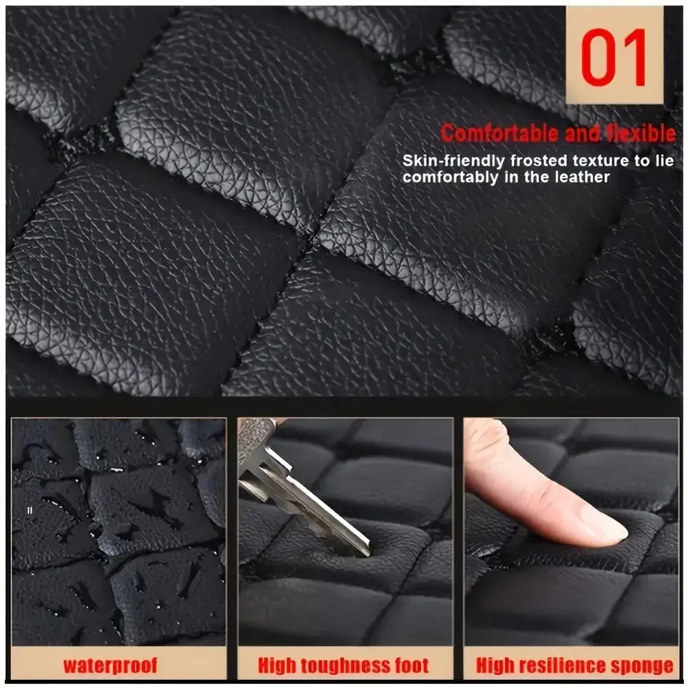 5PCS Waterproof Leather Car Floor Mats – Universal Auto Foot Pad Protector Set