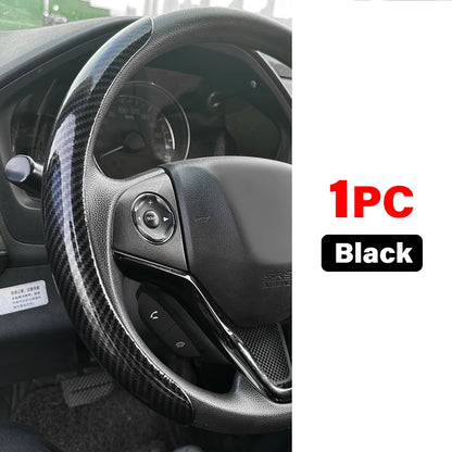 Glossy Carbon Fiber Style Steering Wheel Trim Cover for 15 Inch Wheels
