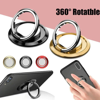 360° Rotating Finger Ring Holder Stand – Magnetic Car Mount Phone Grip with Universal Back Sticker