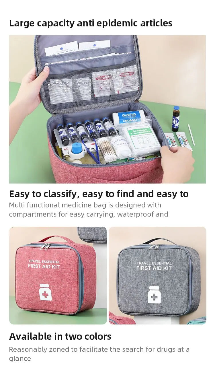 Portable Family First Aid Kit Travel and Home Medical Storage Bag