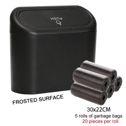 Compact Hanging Car Trash Bin with Lid Push to Open Design for Clean and Organized Interiors