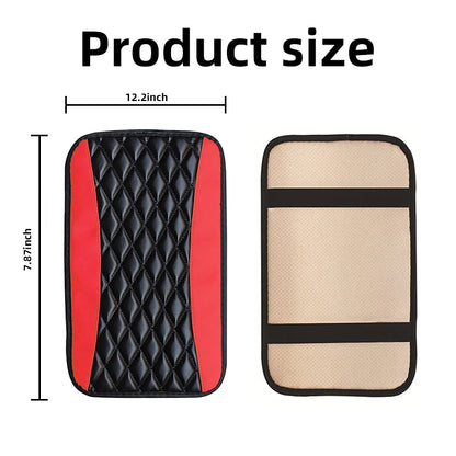 Universal PU Leather Car Armrest Cover Mat – Non-Slip Central Armrest Box Pad (Black)