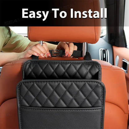 Car Seat Back Storage Box – Universal Hanging Headrest Organizer with Foldable Pockets