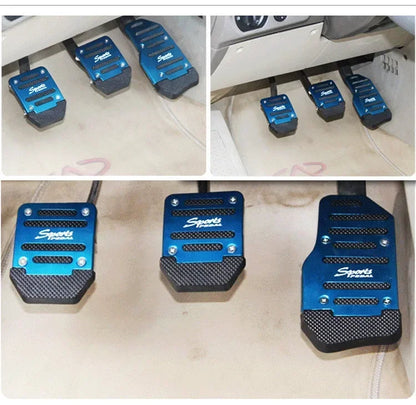 Aluminum Car Pedal Cover Set for Automatic Transmission in Red Blue or Silver