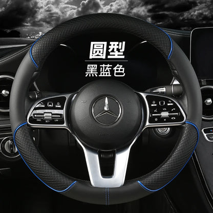 All Season Diamond Pattern Leather Steering Wheel Cover for 14.5 to 15 Inch Wheels