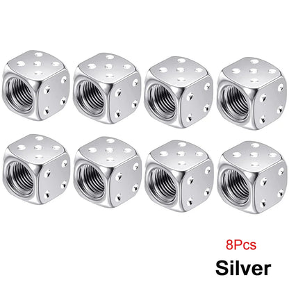Aluminum Dice Tire Valve Cap Set for Car Motorcycle Bicycle or Truck