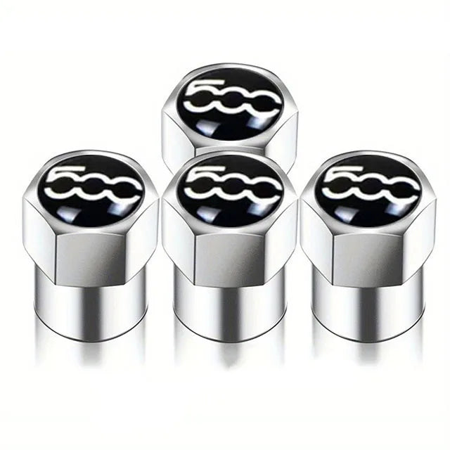 Universal Metal Tire Valve Caps Set of 4 with Rubber Seal Dust Protection