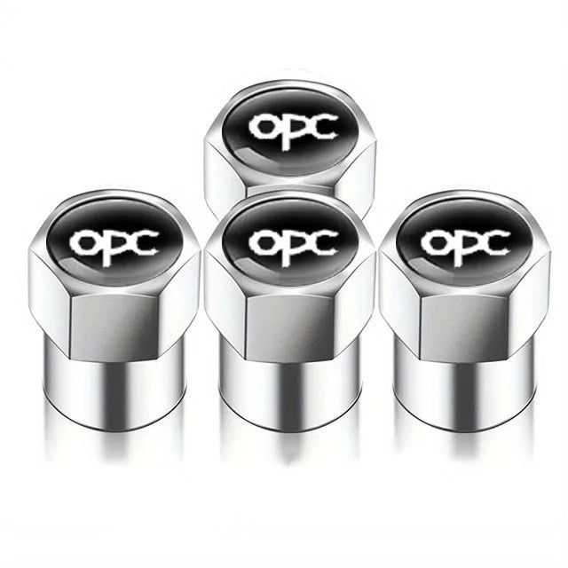 Universal Metal Tire Valve Caps Set of 4 with Rubber Seal Dust Protection