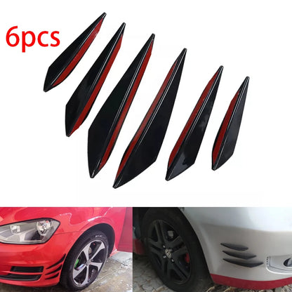 6PCS Universal Rubber Car Front Bumper Lip Protectors – Rear Diffuser Carbon Fiber Spoiler Splitter Guard (Black)