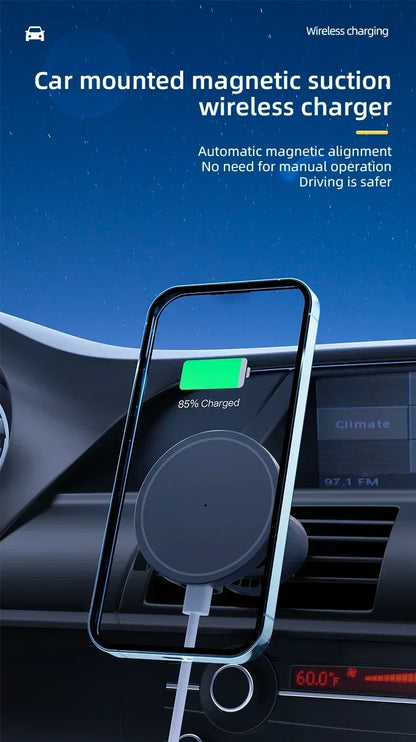 30W Magnetic Wireless Car Charger with Air Vent Mount for iPhone 12 13 14 and 15 Series