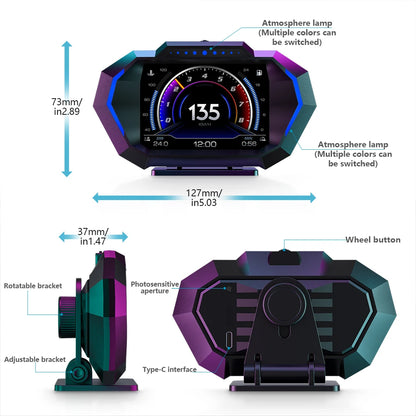 OBD + GPS P24 Car Head-Up Display (HUD) – Digital Speedometer with On-Board Computer