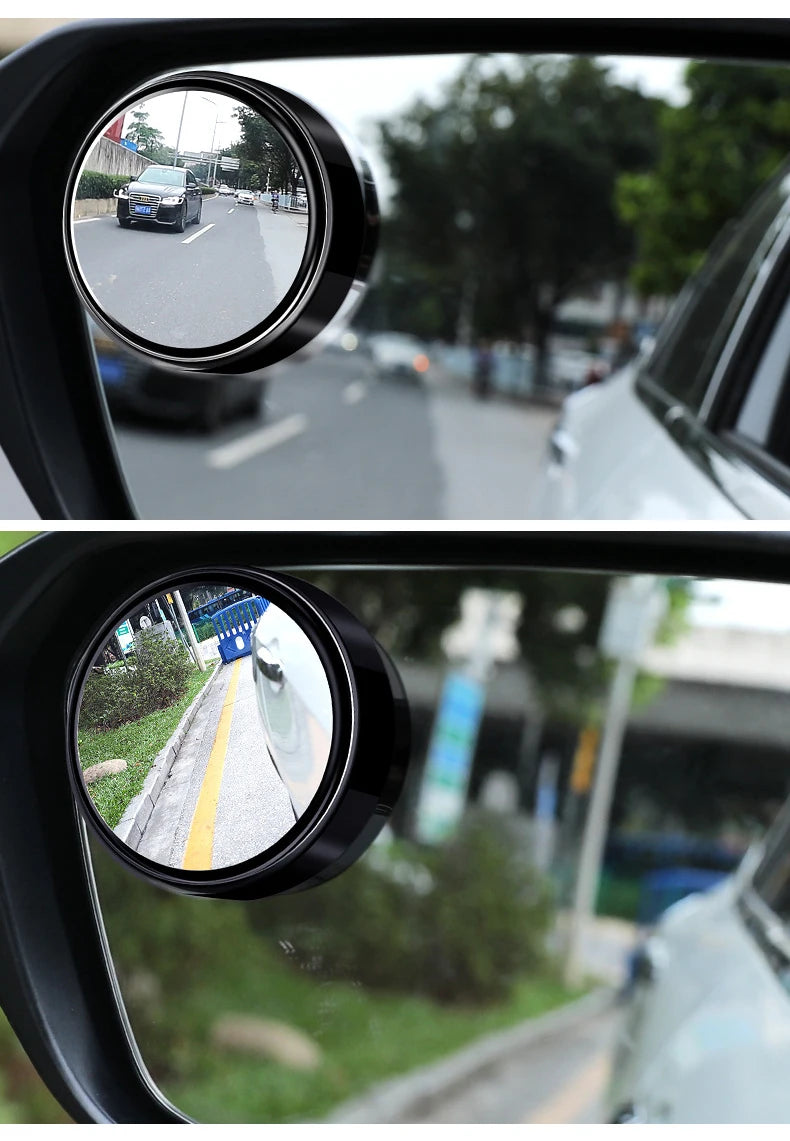 2PCS 360° Adjustable Blind Spot Round Mirrors – Wide Angle Auxiliary Rearview Convex Mirrors