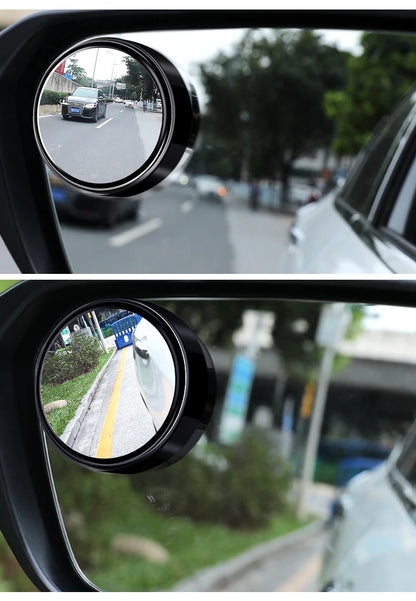 2PCS 360° Adjustable Blind Spot Round Mirrors – Wide Angle Auxiliary Rearview Convex Mirrors