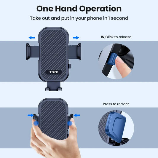 Universal Car Phone Holder for Air Vent with Gravity Clamp Design