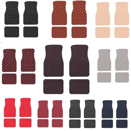 4PCS Universal PU Leather Car Floor Mats – Waterproof Front & Rear Foot Pad Protector Set