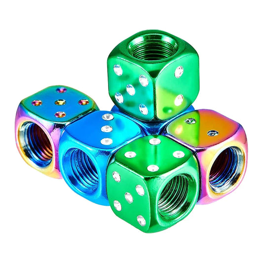 Aluminum Dice Tire Valve Cap Set for Car Motorcycle Bicycle or Truck