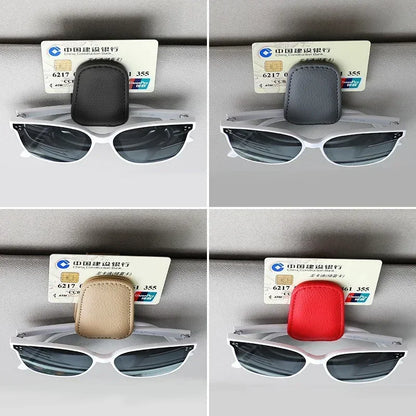 Magnetic Leather Sunglasses & Ticket Holder Clip – Car Sunshade Accessory