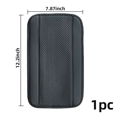 Universal PU Leather Car Armrest Cover Mat – Non-Slip Central Armrest Box Pad (Black)