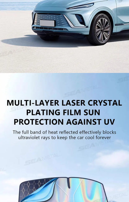 SEAMETAL Foldable Windshield Sunshade Thick 5-Layer Windscreen Sun Protection Cover Privacy Curtain Universal for Sedan Suv Mpv