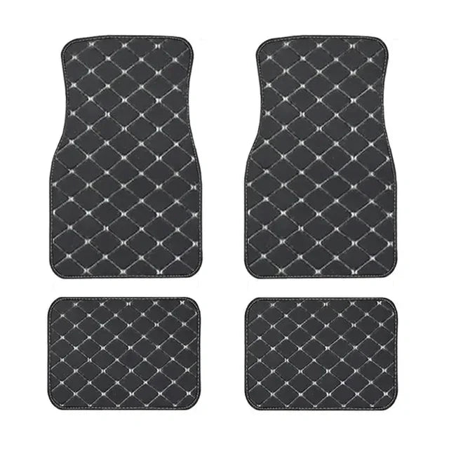4PCS Universal PU Leather Car Floor Mats – Waterproof Front & Rear Foot Pad Protector Set
