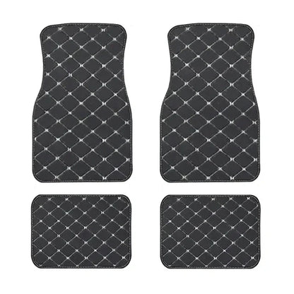 4PCS Universal PU Leather Car Floor Mats – Waterproof Front & Rear Foot Pad Protector Set