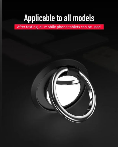 360° Rotating Finger Ring Holder Stand – Magnetic Car Mount Phone Grip with Universal Back Sticker