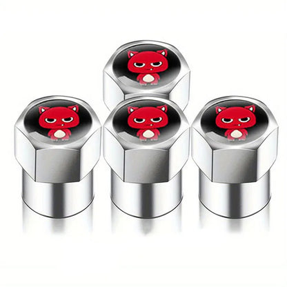 Universal Metal Tire Valve Caps Set of 4 with Rubber Seal Dust Protection
