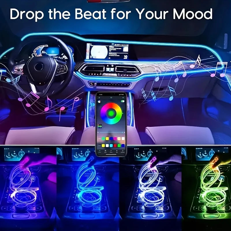LED Ambient Car Door Light Kit with Music Sync and USB Rechargeable Battery