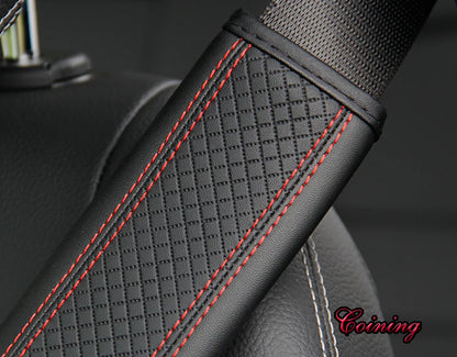 PU Leather Embossed Car Seat Belt Shoulder Cover – Comfort & Decompression Pad