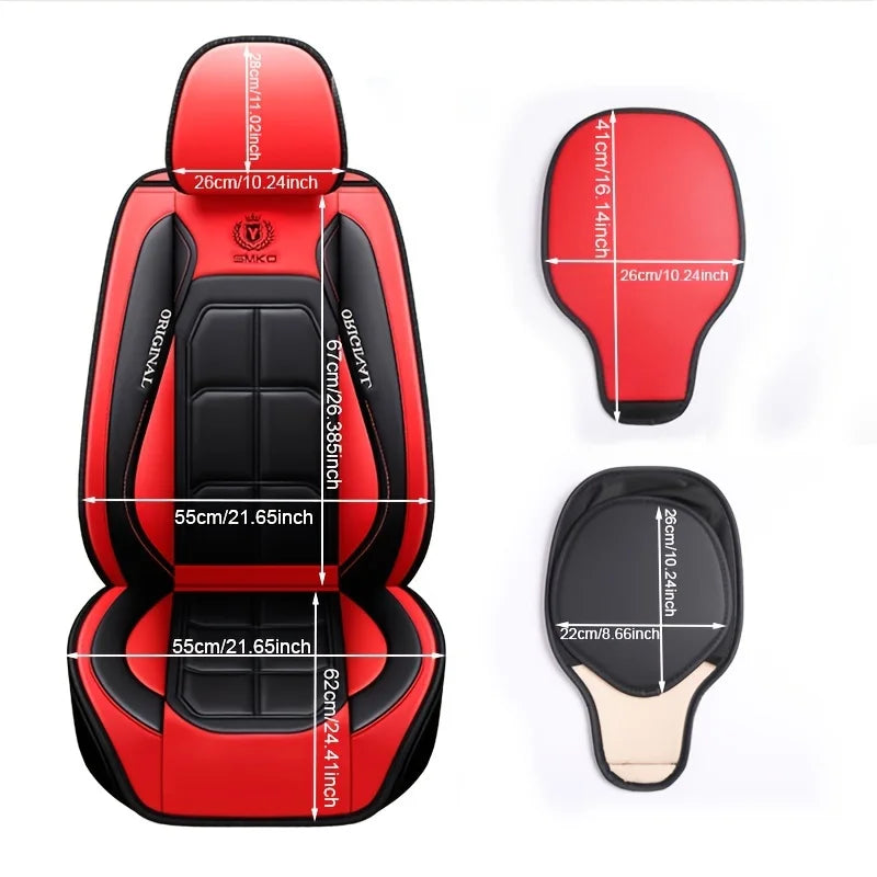 Universal Full Leather Car Seat Cover for Driver and Passenger Seats All Season Comfort