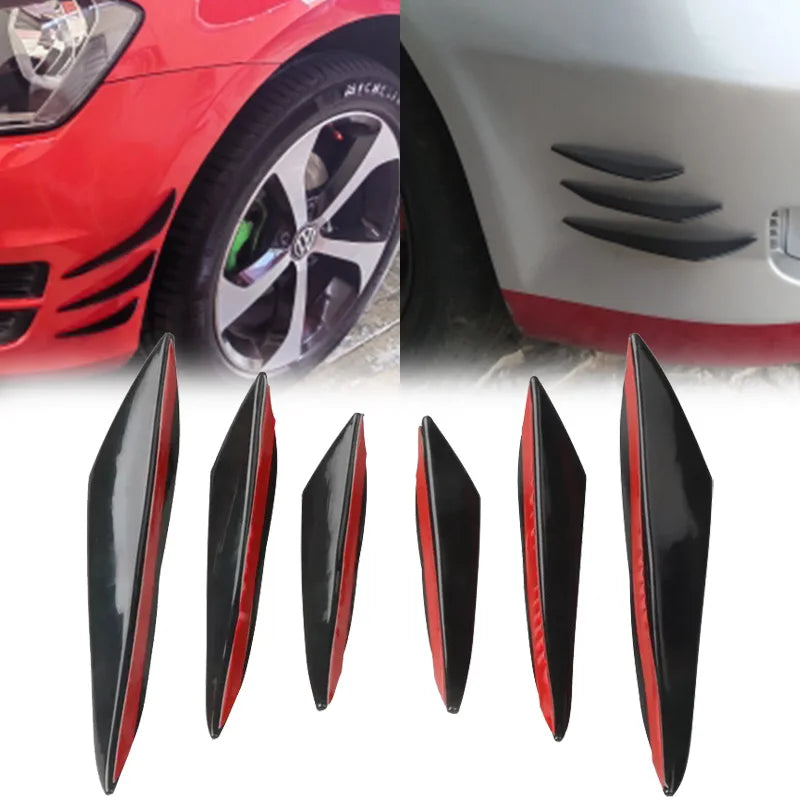 6PCS Universal Rubber Car Front Bumper Lip Protectors – Rear Diffuser Carbon Fiber Spoiler Splitter Guard (Black)