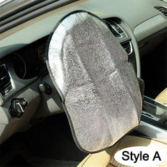 Double Thick Foldable Car Steering Wheel Sun Shade – Anti-UV Silver Cover