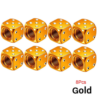 Aluminum Dice Tire Valve Cap Set for Car Motorcycle Bicycle or Truck