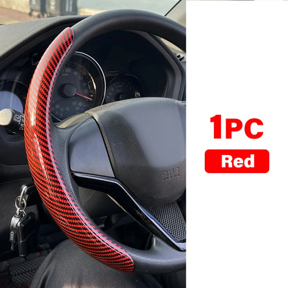 Glossy Carbon Fiber Style Steering Wheel Trim Cover for 15 Inch Wheels