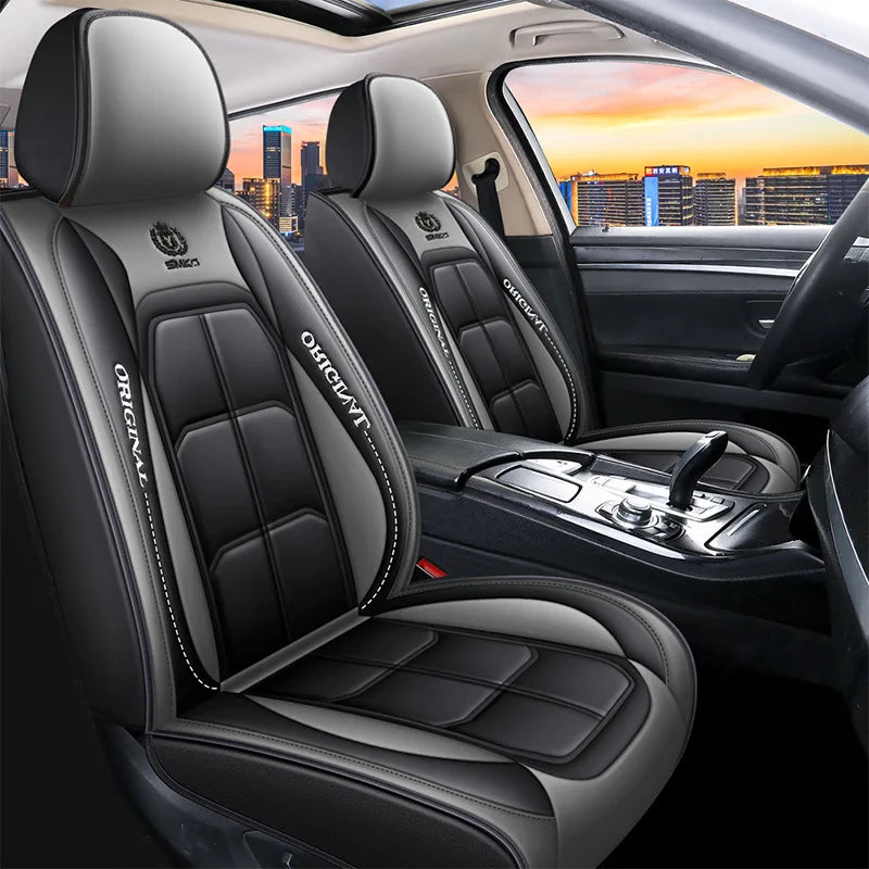 Universal Full Leather Car Seat Cover for Driver and Passenger Seats All Season Comfort