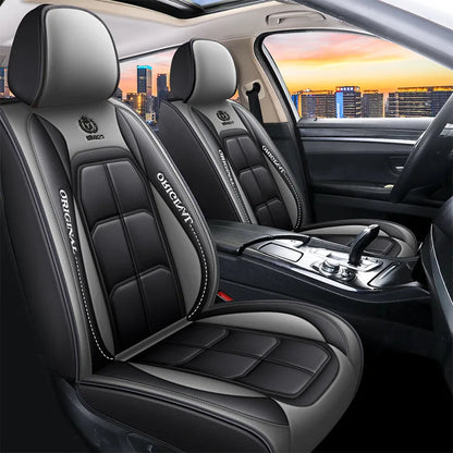 Universal Full Leather Car Seat Cover for Driver and Passenger Seats All Season Comfort