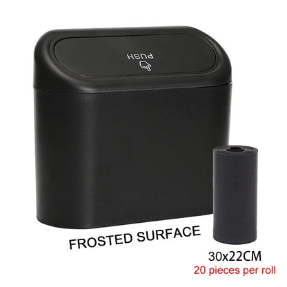 Compact Hanging Car Trash Bin with Lid Push to Open Design for Clean and Organized Interiors