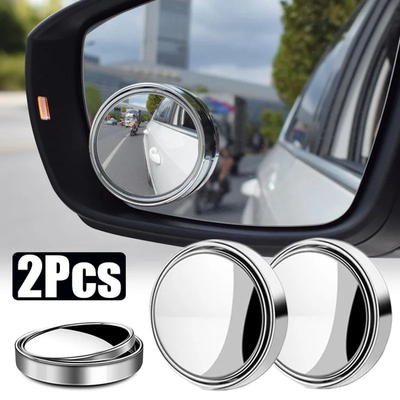 2PCS 360° Adjustable Blind Spot Round Mirrors – Wide Angle Auxiliary Rearview Convex Mirrors