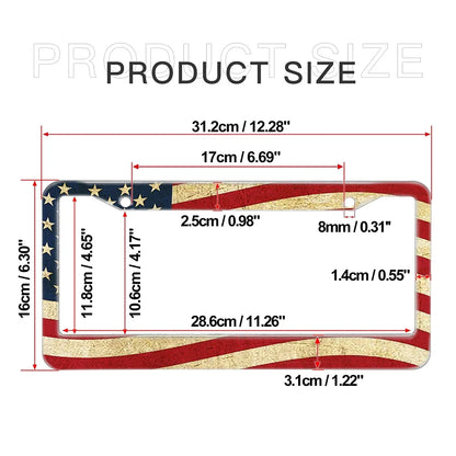 2-Pack Aluminum Alloy License Plate Frames – American Flag Design with Screws, Fits U.S. Plates
