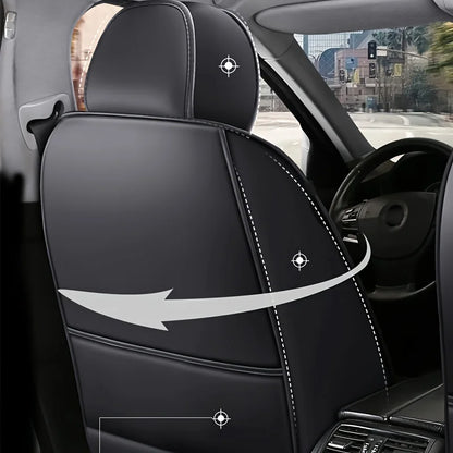 Universal Full Leather Car Seat Cover for Driver and Passenger Seats All Season Comfort