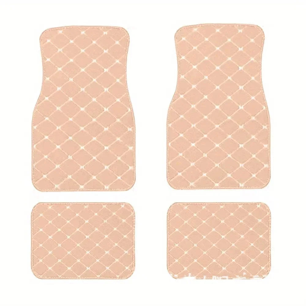 4PCS Universal PU Leather Car Floor Mats – Waterproof Front & Rear Foot Pad Protector Set