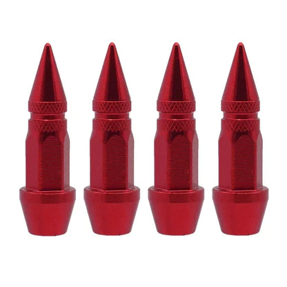 Bullet Style Tire Valve Caps Set of Four Universal Fit for Car Motorcycle and Bicycle