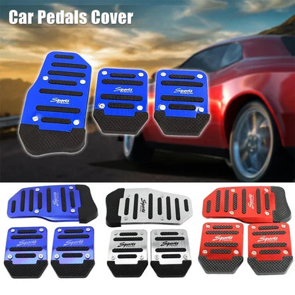 Aluminum Car Pedal Cover Set for Automatic Transmission in Red Blue or Silver