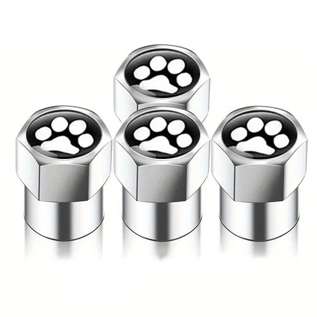 Universal Metal Tire Valve Caps Set of 4 with Rubber Seal Dust Protection