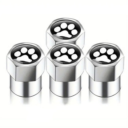 Universal Metal Tire Valve Caps Set of 4 with Rubber Seal Dust Protection