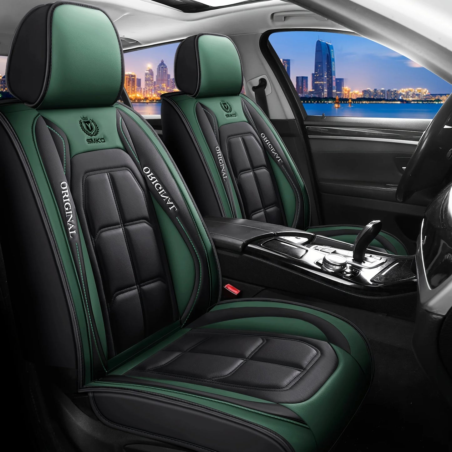 Universal Full Leather Car Seat Cover for Driver and Passenger Seats All Season Comfort