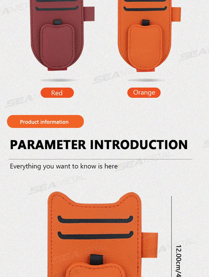 SEAMETAL Magnetic Car Sun Visor Glasses Holder – Luxury Leatherette Universal Sunglasses Hanger Clip