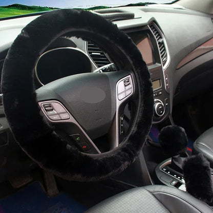 Plush Steering Wheel and Gear Shift Cover Set